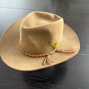 Vintage Mens Stetson 7 1/4 XXX 3X Beaver Brown Cowboy Hat